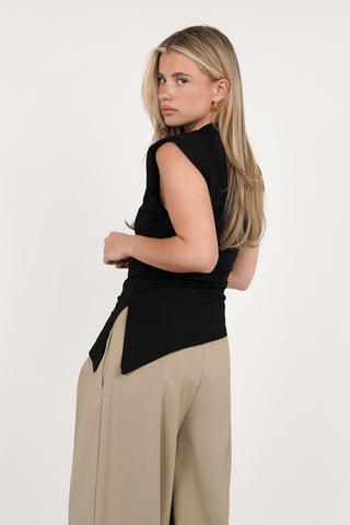 Sleeveless top asymmetric white - Linde