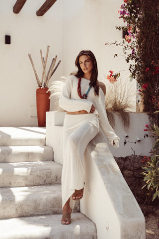 Maxi rok see-trough creme - Nadia