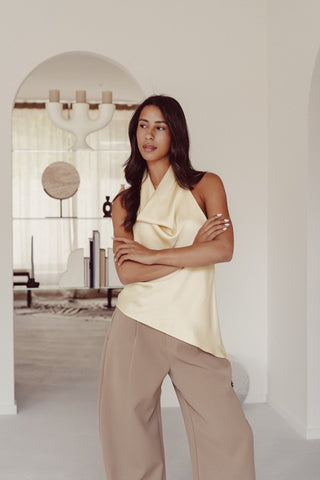 Halter top satin yellow - Denice