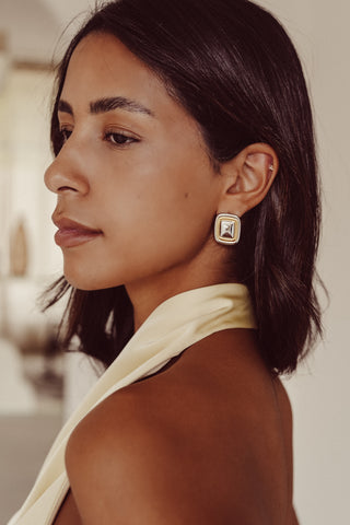 Square earring silver/gold - Valera