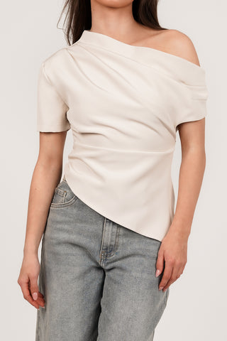 Asymmetrisches, braunes One-Shoulder-Top – Tessa