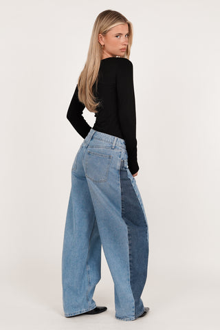 Barrel Jeans Double Denim Blau – Camilla