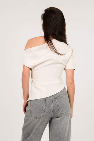 Asymmetrisches, braunes One-Shoulder-Top – Tessa