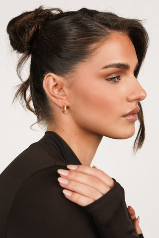 Thin hoop earrings with rhinestones gold - Kylie
