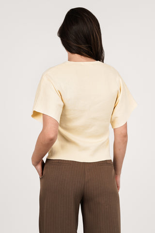 Wide top with gold buttons white - Syfra
