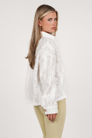 Sheer blouse with buttons white - Femmy