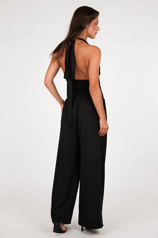 Jumpsuit stretch met v-hals zwart - Dilan