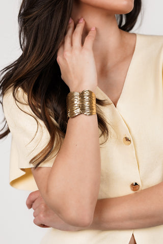 Bracelet gold textured wide - Riva