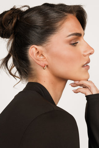 Small gold hoop earrings with rhinestones - Jamie