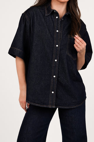 Denim oversized dark blue shirt - Sereen