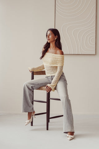 Off-shoulder lace top yellow - Aimee