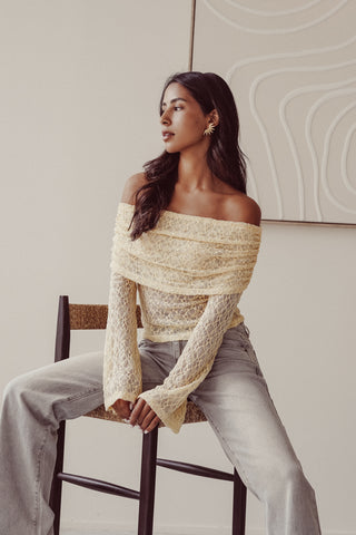 Off-shoulder lace top yellow - Aimee