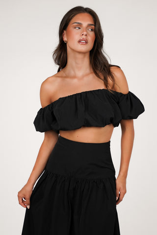 Croptop off shoulder zwart - Aubrey