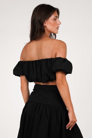 Croptop off shoulder zwart - Aubrey