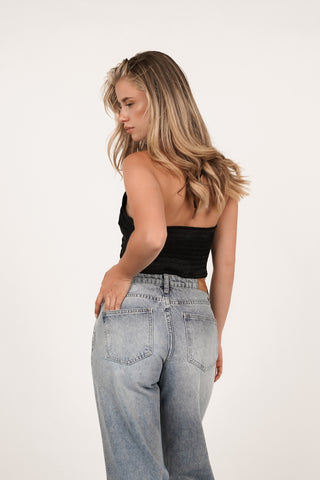 Halter cropped top, black - Santa Monica