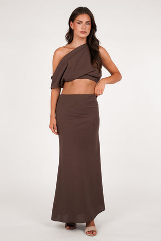 One shoulder top katoen bruin - Alexis