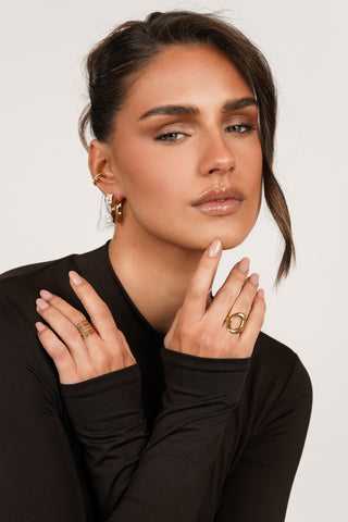 Statement ring oval gold - Lowan