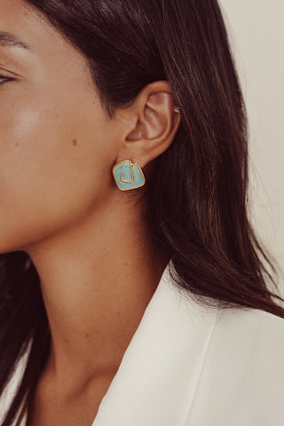 Statement earrings square green - Solaya