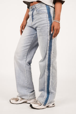 Straight leg jeans with blue stripes - Xavi