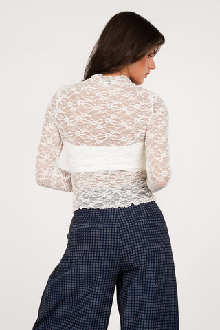 Kanten mesh top creme - Jamy