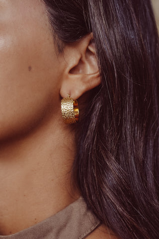 Roughly Textured Gold Hoop Earrings - Zora