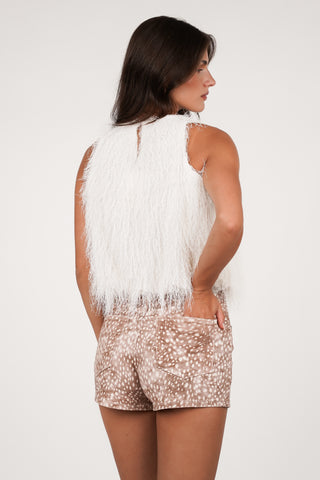 Sleeveless top with fringes brown - Kirsty