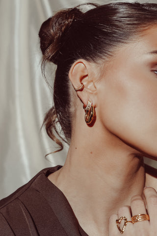 Diamond Gold Small Hoop Earrings - Caitlyn