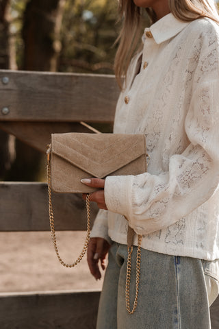 Suede crossbody bag beige - Laurie