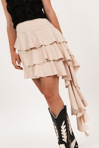 Women's skirt with ruffles, beige - Orlando