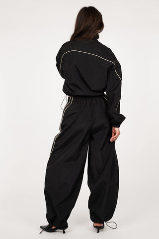 Wijde track jogger zwart - Liza