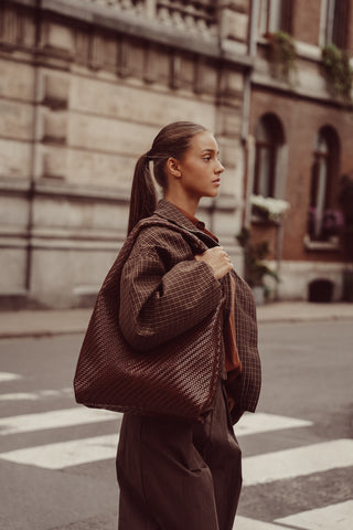 Shopper tas gevlochten bruin - Bente