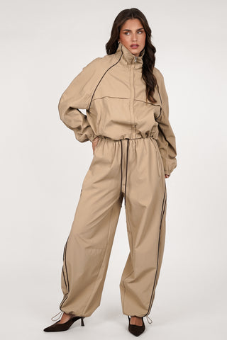 Wijde track jogger camel - Liza