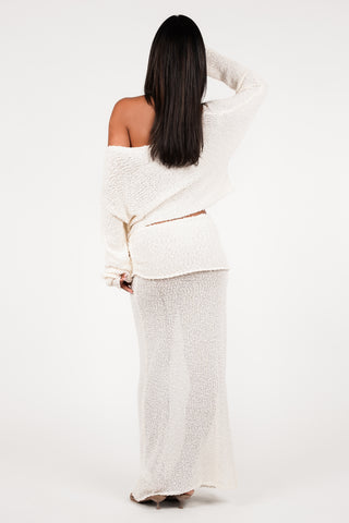 Maxi rok see-trough creme - Nadia