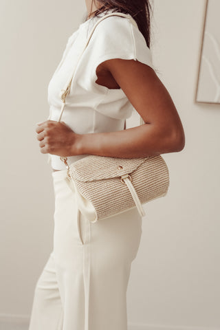 Umhängetasche aus Korbgeflecht Beige - Zaya