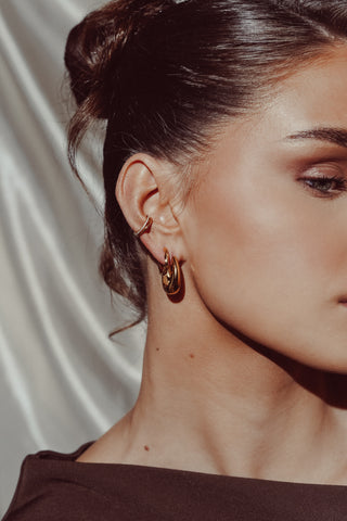 Earcuff 2 rings with rhinestones gold - Alexis