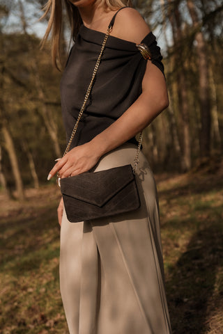 Suede brown crossbody bag - Laurie