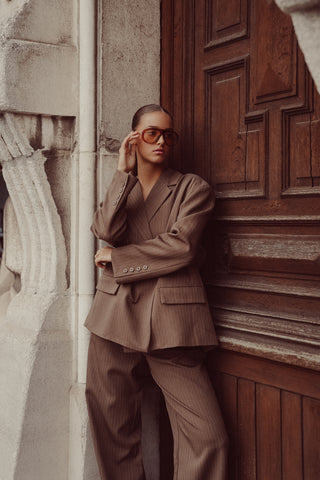 Oversized pinstripe blazer brown - Vive