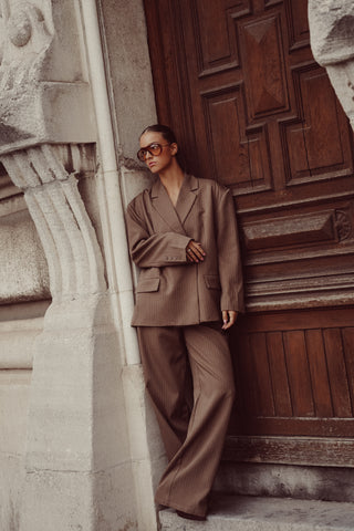 Oversized pinstripe blazer brown - Vive