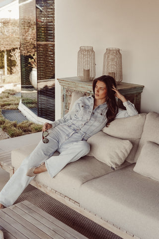 Denim jumpsuit with straight leg in blue - Jenna