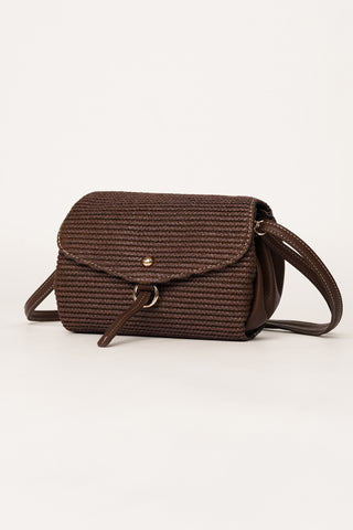 Crossbody bag with reed brown - Zaya