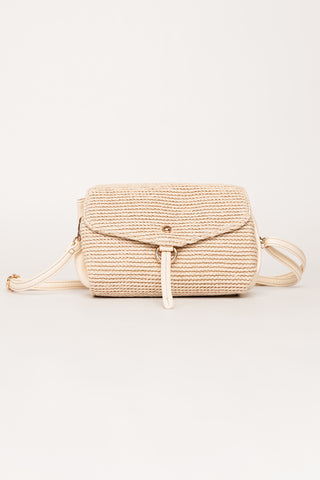 Umhängetasche aus Korbgeflecht Beige - Zaya