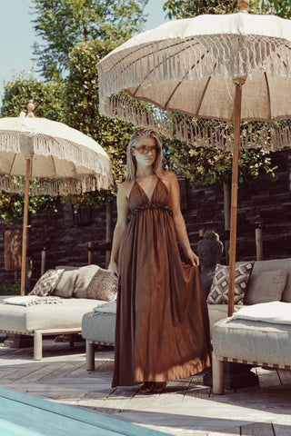 Long dress wide with triangle brown - Amy