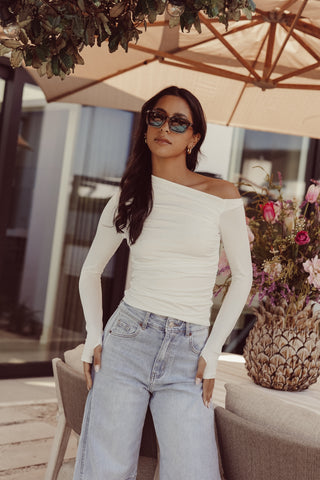 One shoulder top white - Alice