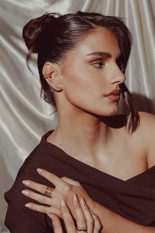 Diamant-Ohrpiercing lang Gold - Diana