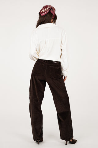 Corduroy jeans balloon fit bruin - Fauve