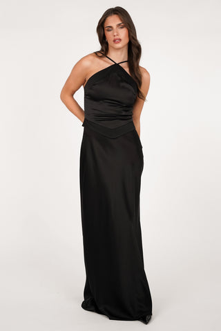 Maxi jurk glanzend zwart - Blossom