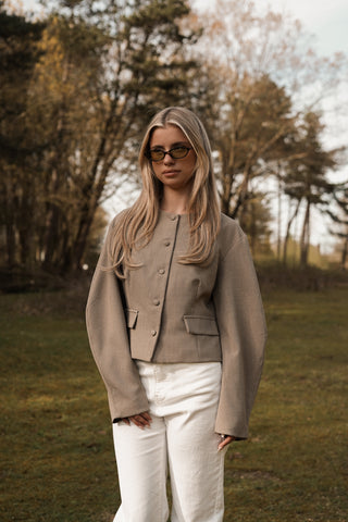 Top fitted with buttons taupe - Aylin