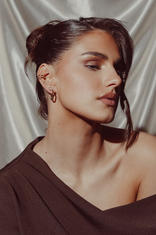 Ear piercing rounded diamond gold - Jalena