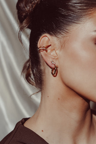 Ear piercing rounded diamond gold - Jalena