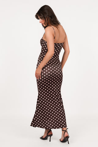 Maxikleid mit Punkten braun - Daisy